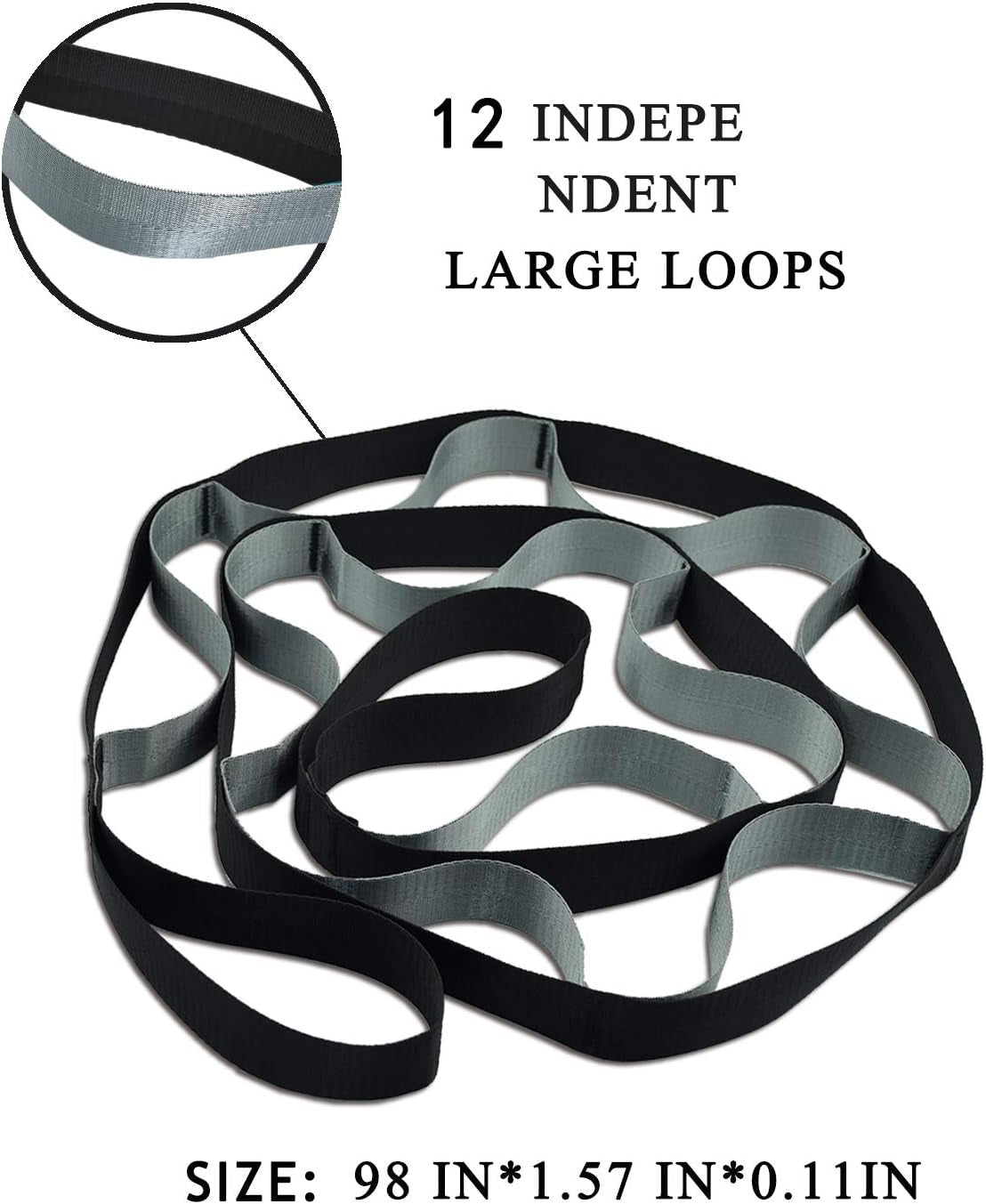 Yoga Straps Stretching Strap with 12 Loops Workout Poster, Straps for Stretching Physical Therapy Equipment Long Stretch Out Bands for Exercise, Pilates and Gymnastics for Women Men